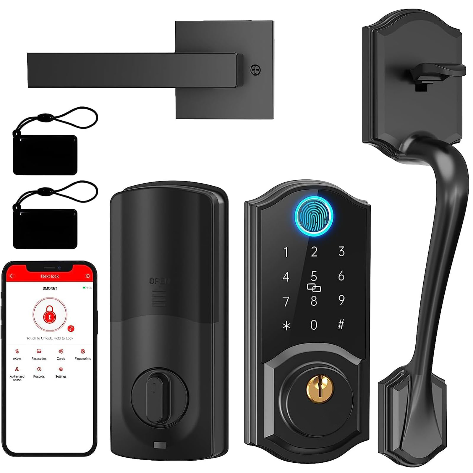 Smart Lock Front Door Keyless Entry Door Lock With Handle Smart Front