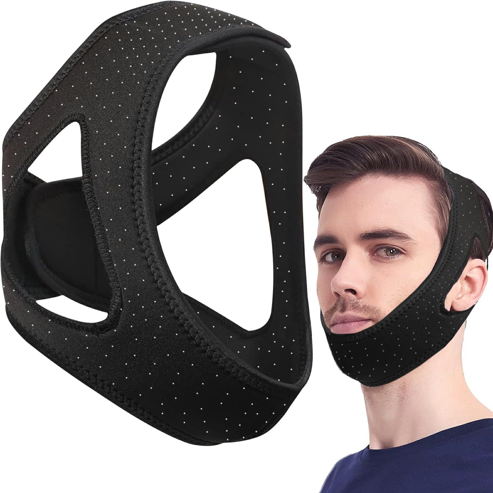 Anti Snoring Devices [Upgraded] - Chin Strap for Sleeping - Snoring Relief Chin Strap - Good Sleep A