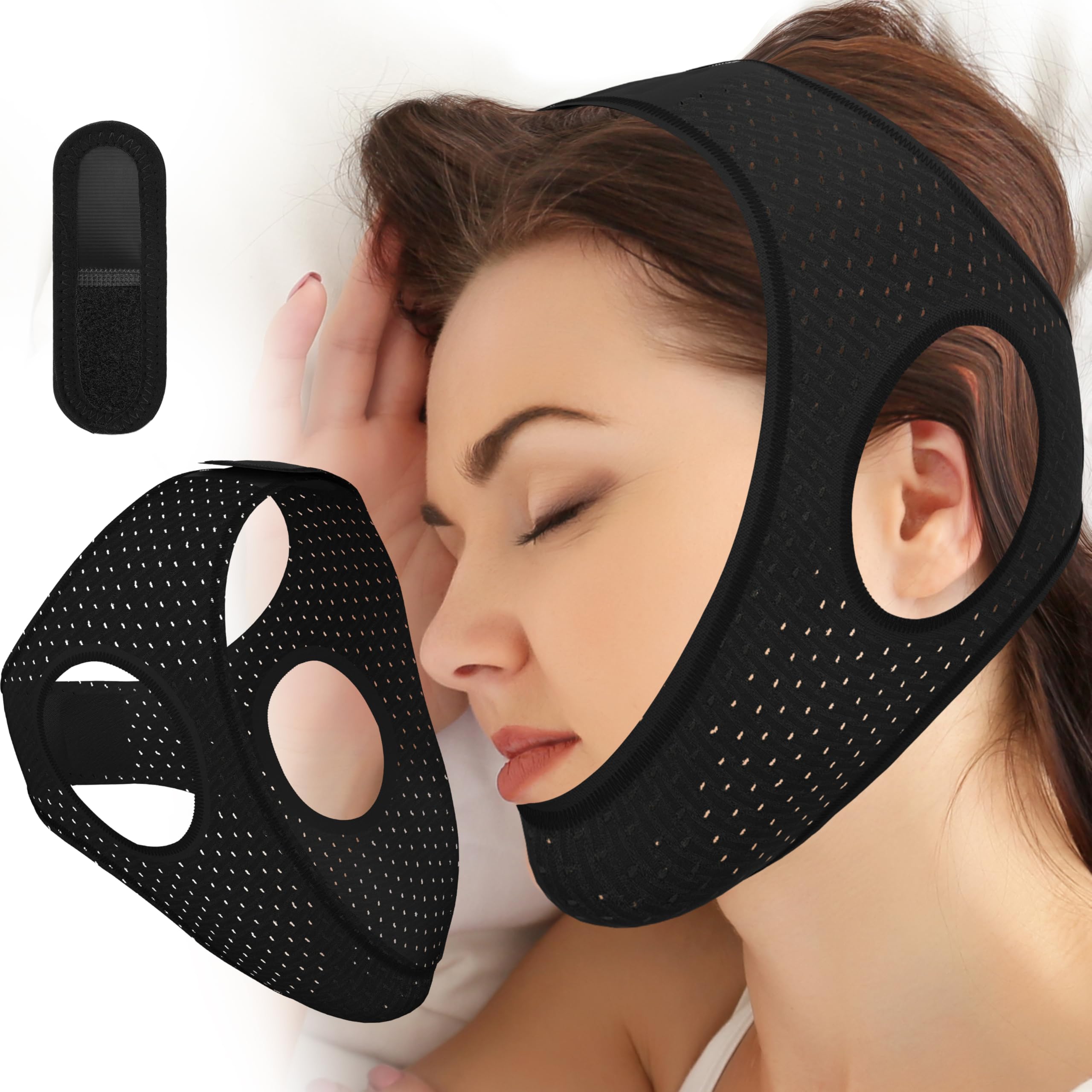 Chin Strap for Sleeping, Effective Airflow Jaw Strap for Sleep Apnea, Anti Snoring Devices Breathabl