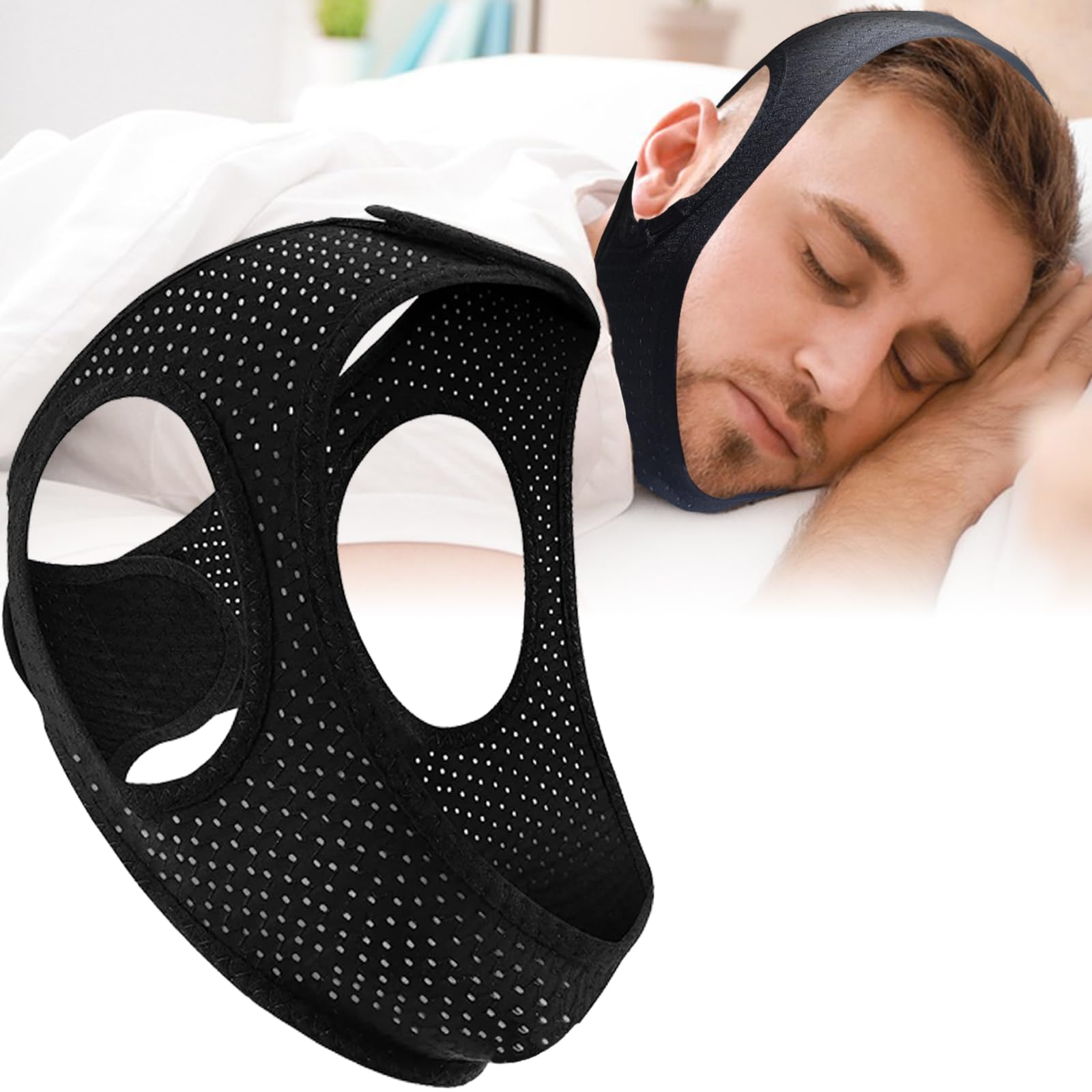 Anti Snoring Devices, Chin Strap for Sleeping, Adjustable Breathable Chin Strap for Men and Women Sl