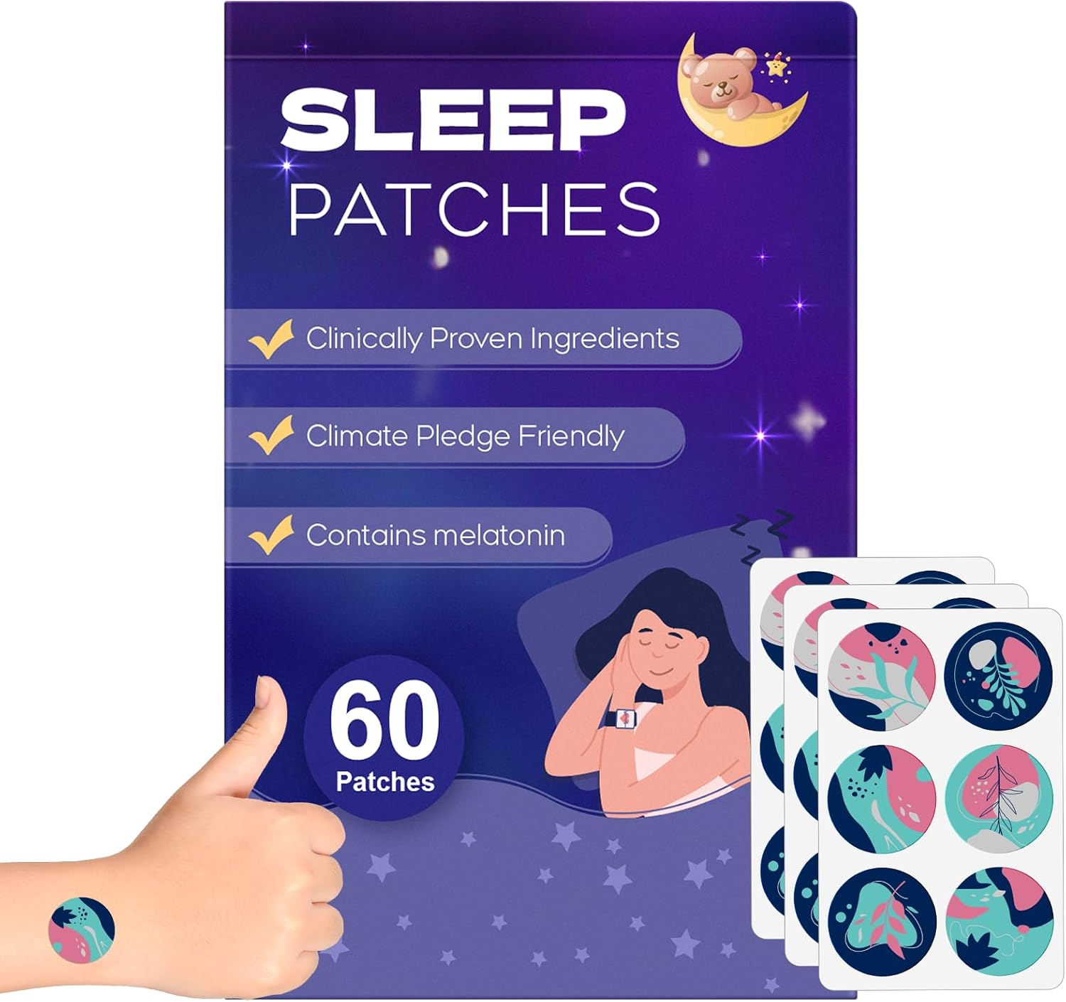 Sleep Patches for Adults, 60 Pack Upgraded Deep Sleep Patches, All Natural Deep Sleep Patches, Quick