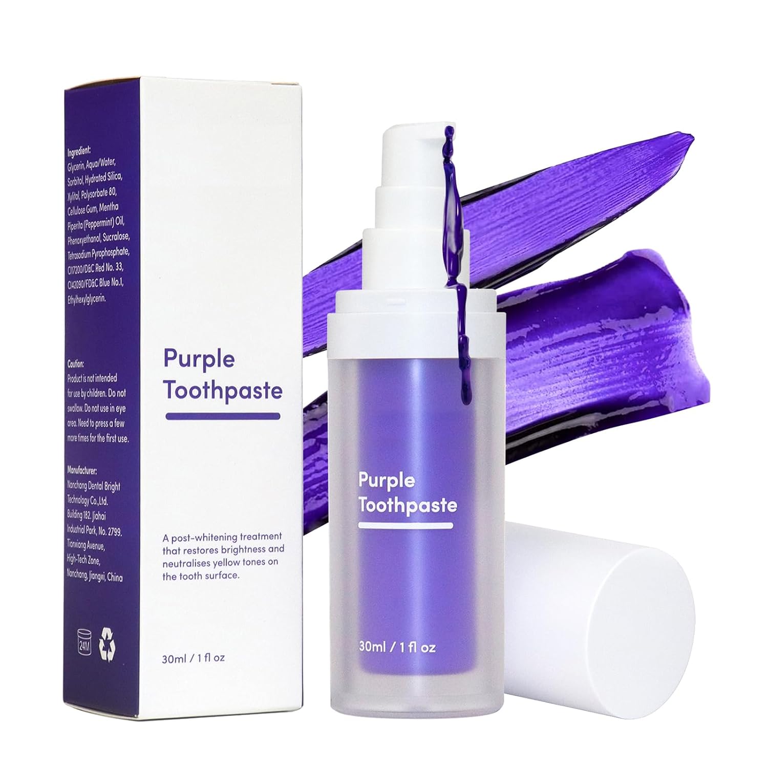 Purple Toothpaste for Teeth Whitening